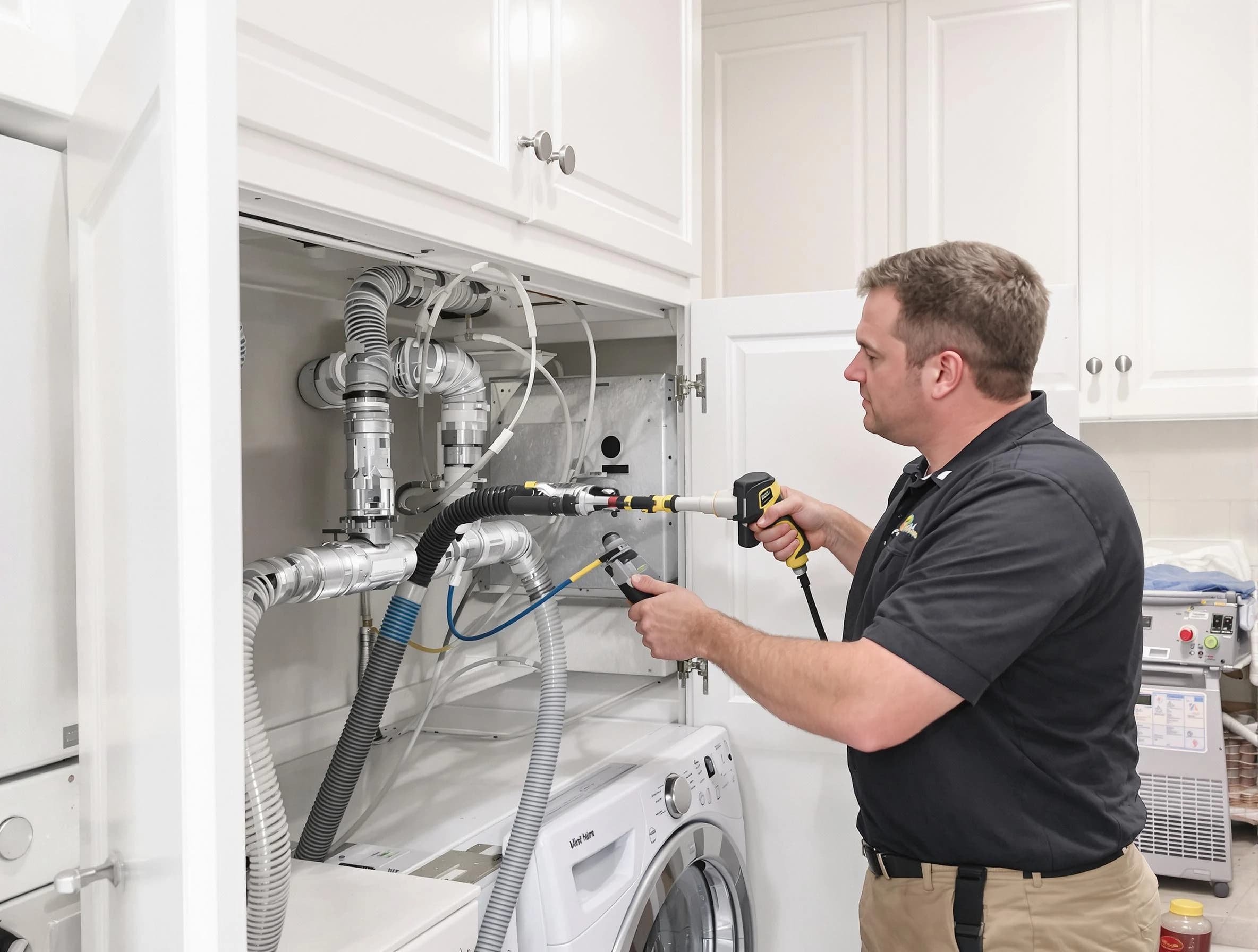 Tarrant Dryer Vent Cleaning professional removing severe blockage from a clogged dryer vent in Tarrant