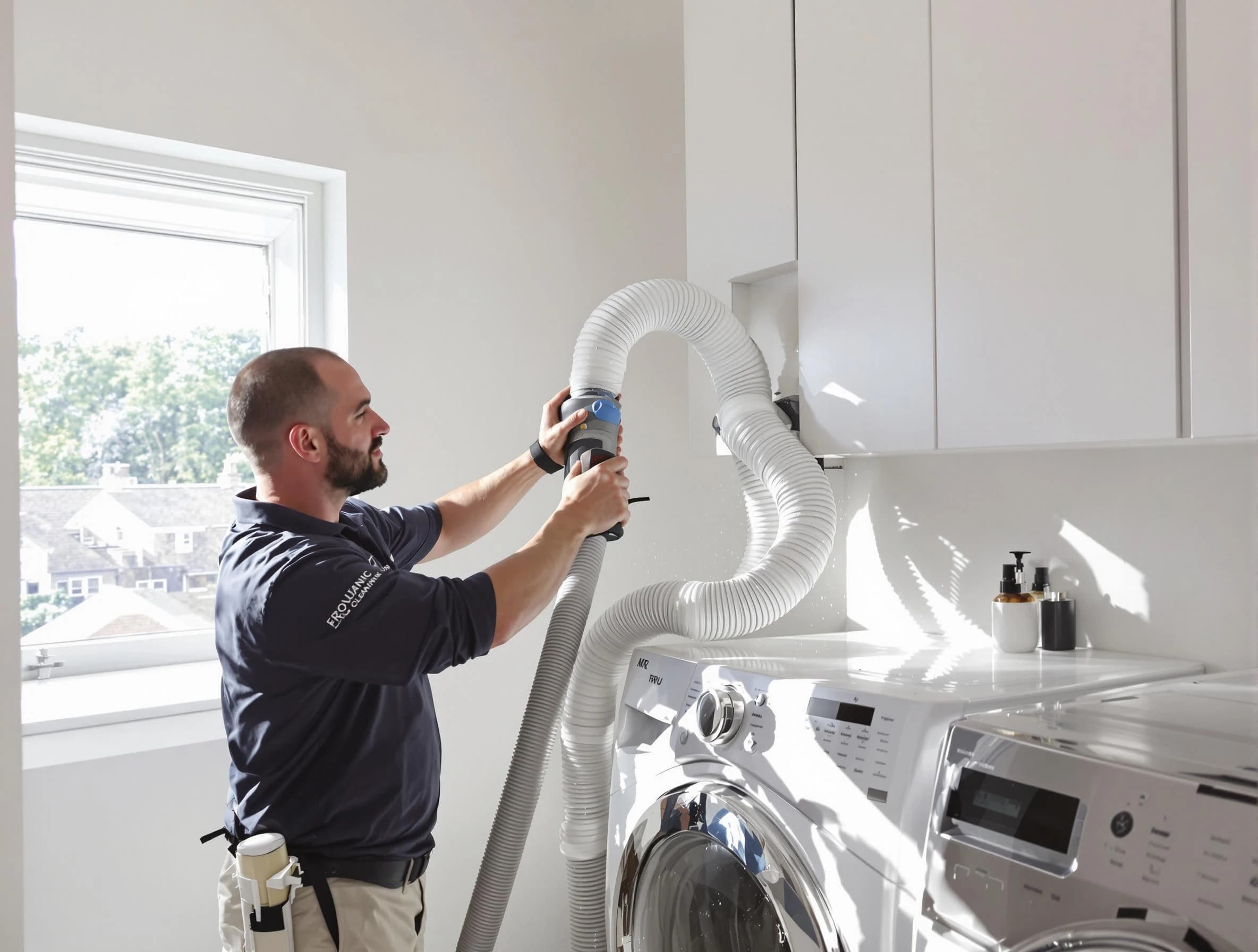 Certified Tarrant Dryer Vent Cleaning technician performing dryer vent cleaning in Tarrant