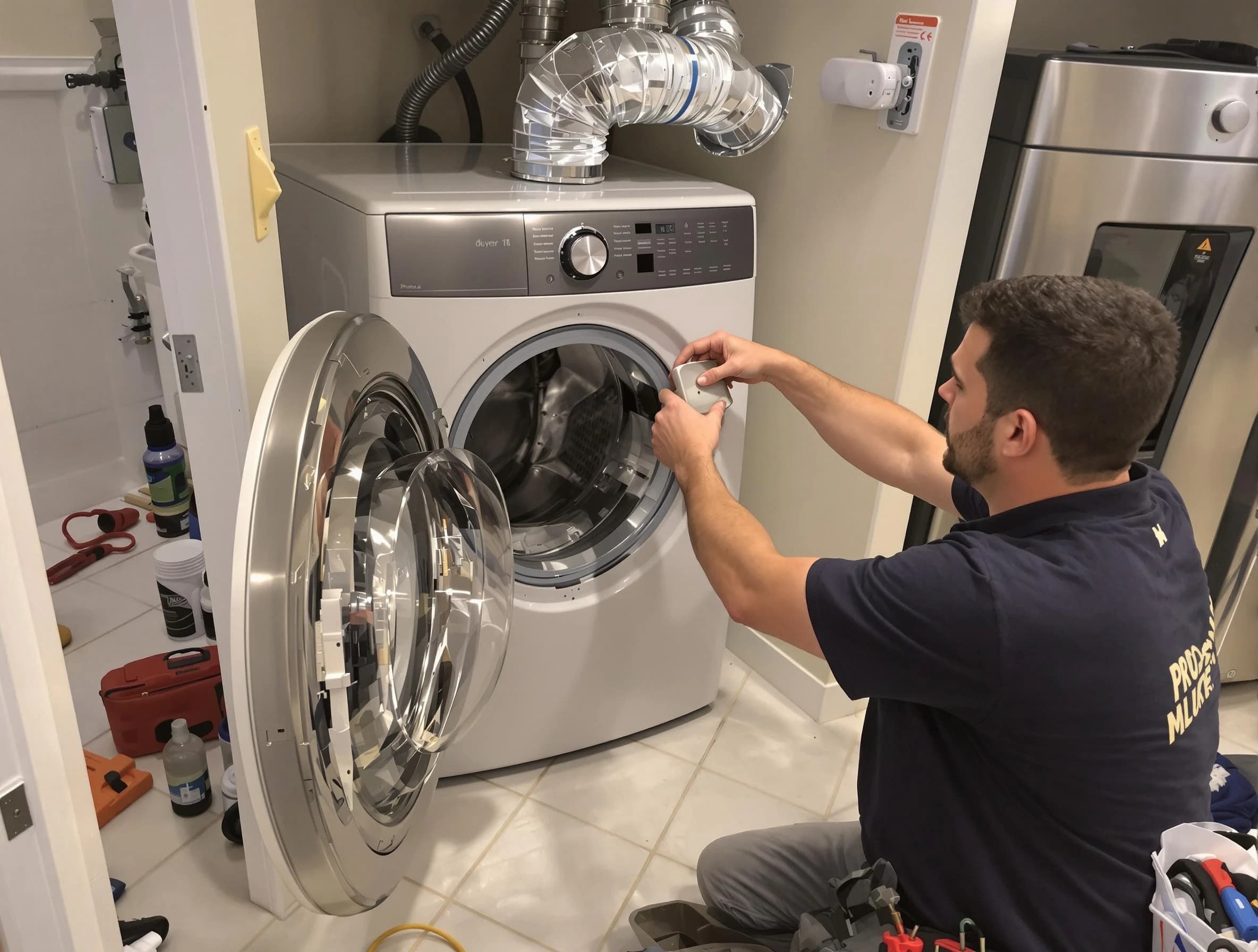 Tarrant Dryer Vent Cleaning technician performing precise dryer vent hose installation in Tarrant