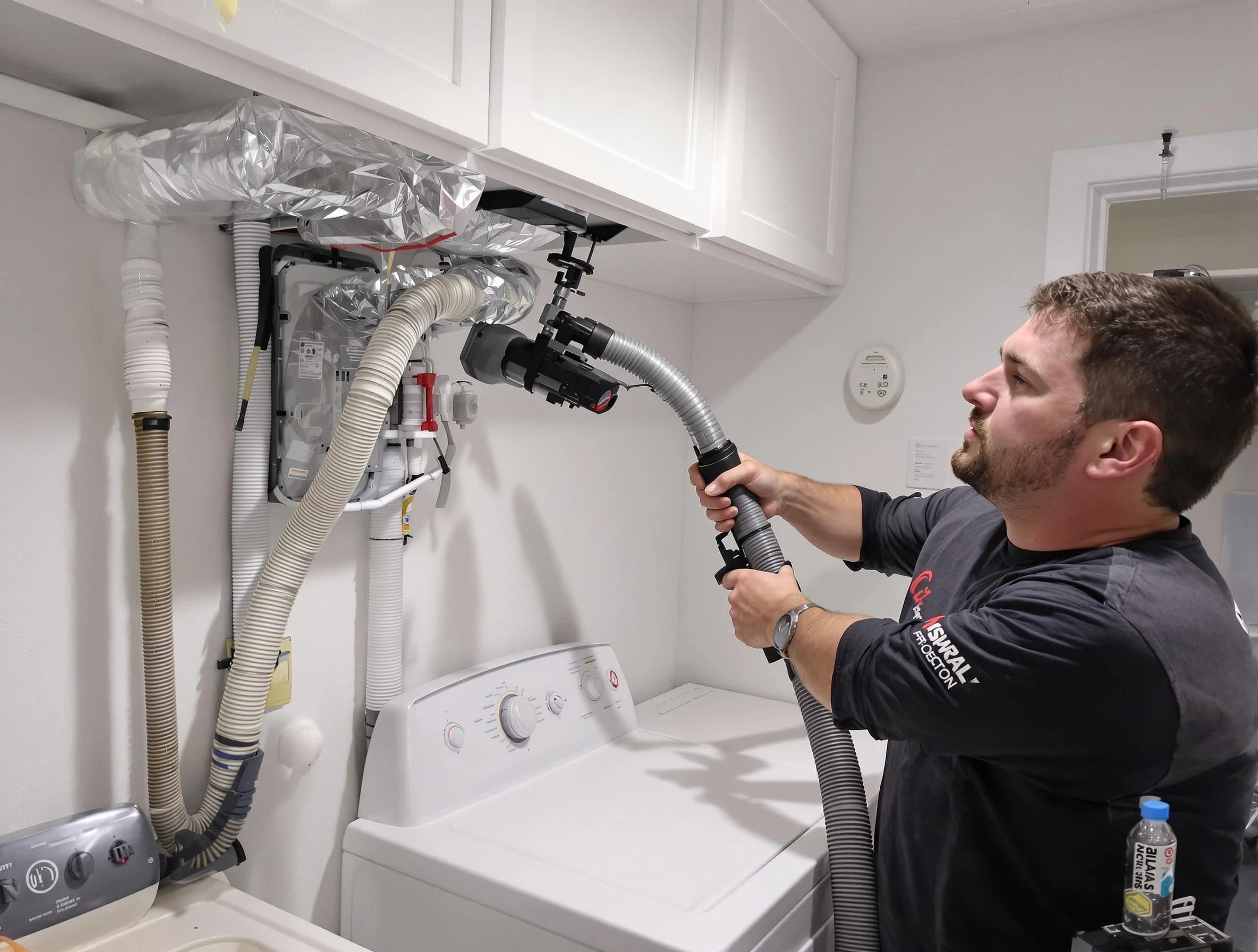 Tarrant Dryer Vent Cleaning certified technician performing safety-focused gas dryer vent cleaning in Tarrant