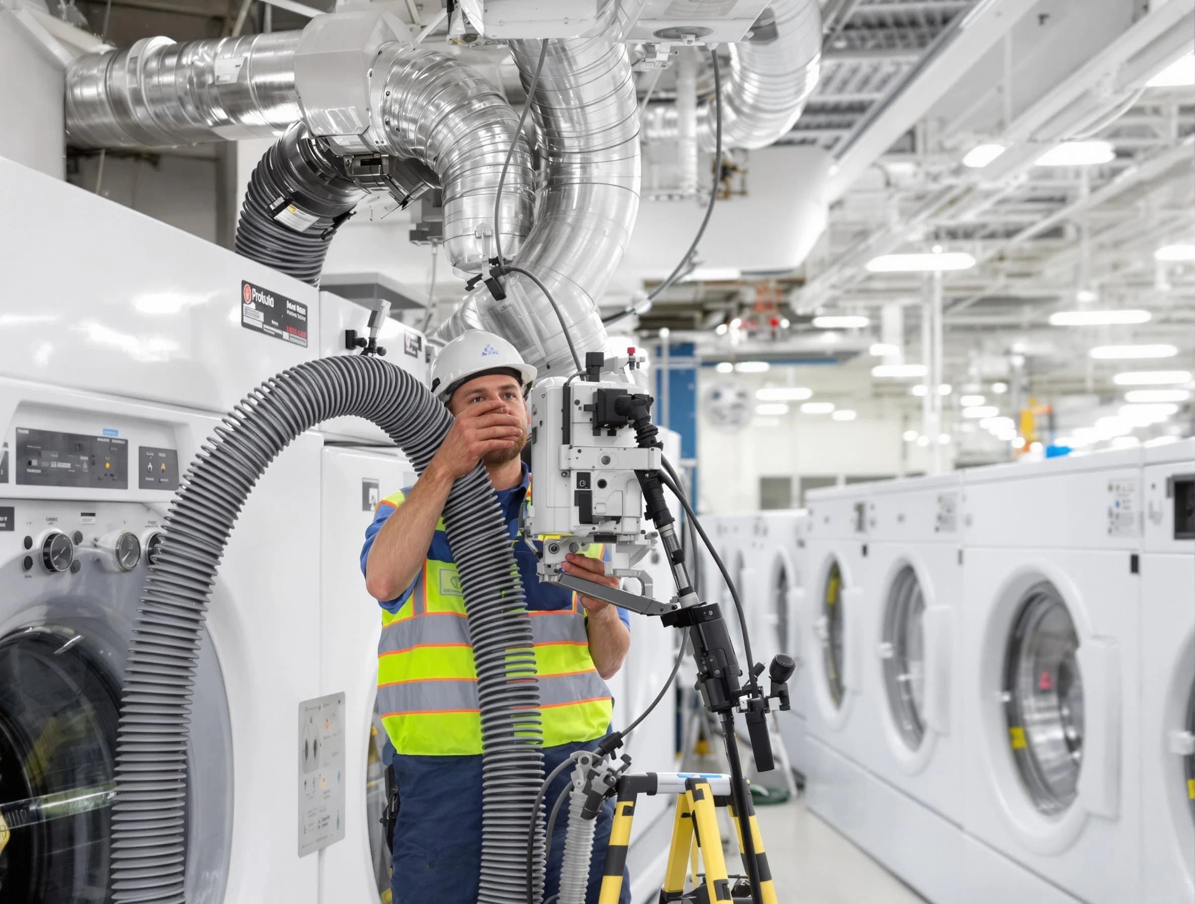 Tarrant Dryer Vent Cleaning team performing commercial-grade dryer vent cleaning at a business facility in Tarrant