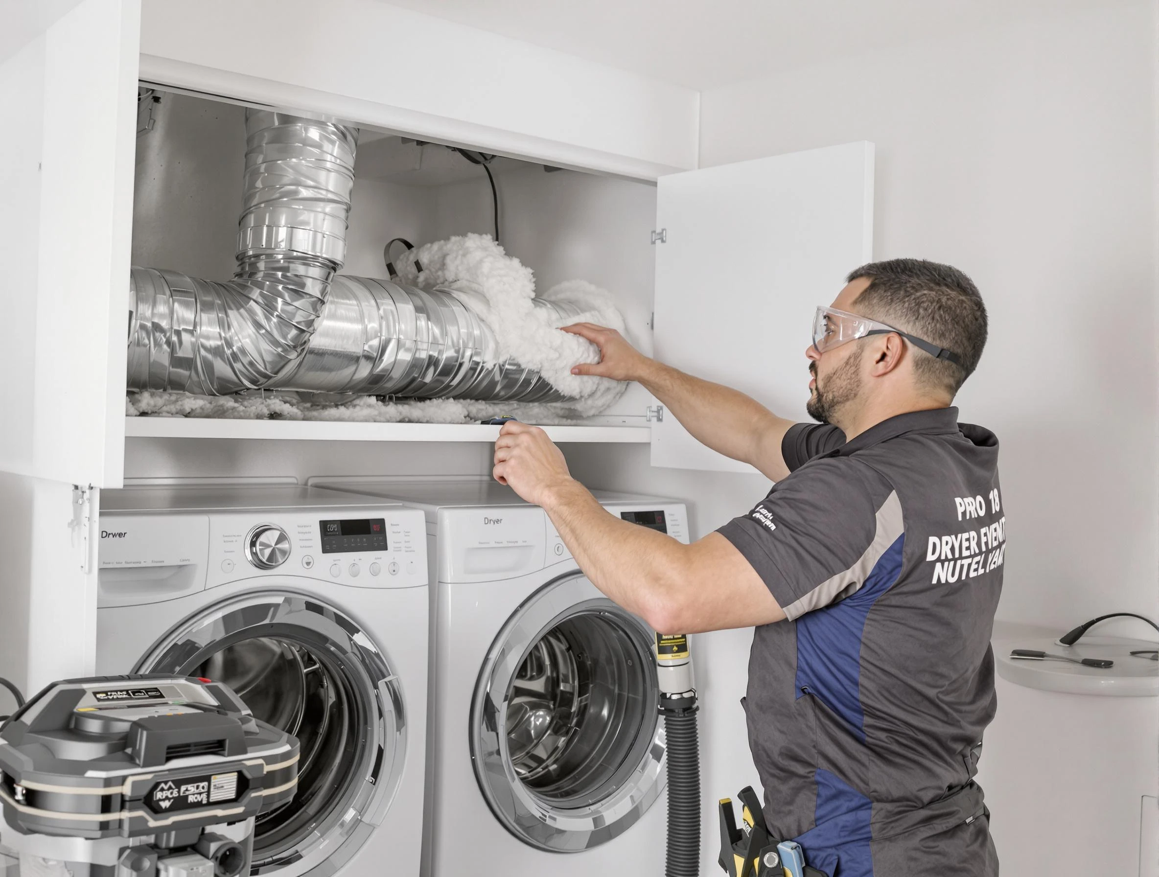 Tarrant Dryer Vent Cleaning certified technician performing specialized gas dryer vent cleaning in Tarrant